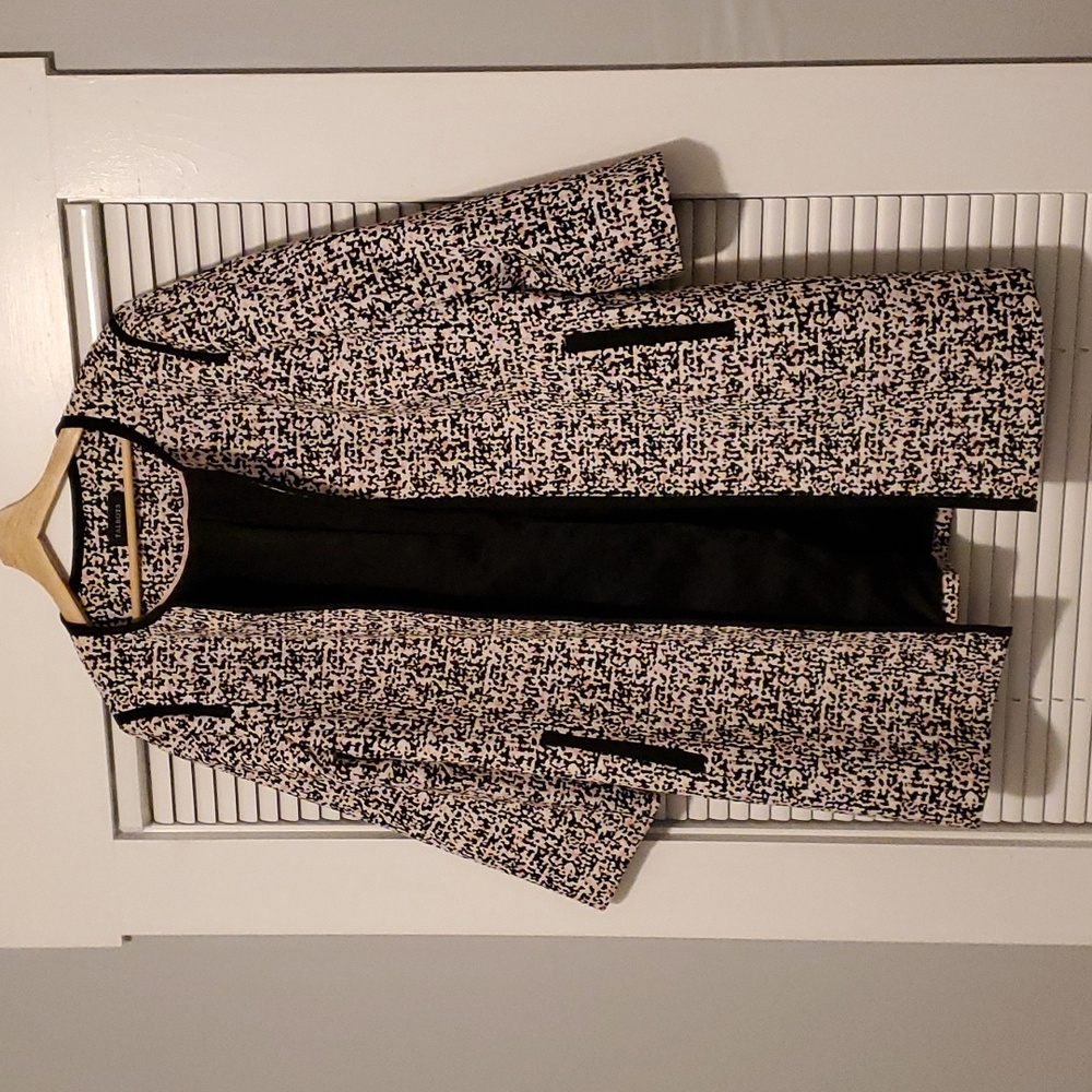 Talbots Long Open Pink/Black Jacquard Sz 16